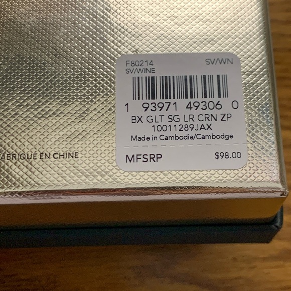 Coach Corner Zip Wristlet Wine Glitter Signature Leather - Picture 12 of 12